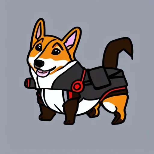 Image similar to corgi dressed as thor, vector art, comic style