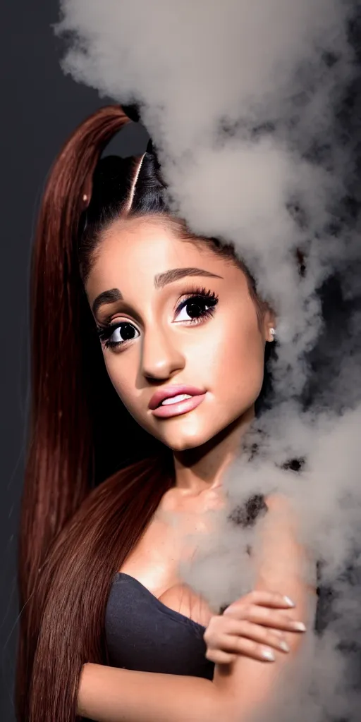 Prompt: professional photo shot of a ariana grande made of clay, rocks in the background, surrounded by of fog, grimy, gritty, trending on artstation, award winning, close shot, by aleks labuda and barry webb