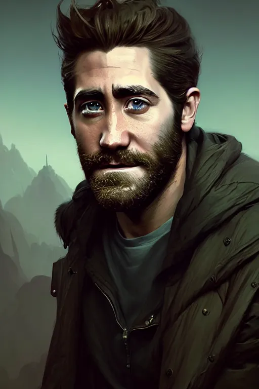 Image similar to portrait of jake gyllenhaal rendered in unreal engine 5, by wlop, greg rutkowski, and peter mohrbacher, 3 d, extremely detailed shading, concept art, character design, trending on artstation, unreal engine 5, octane render, atmosphere, glow, cinematic lighting, full of color