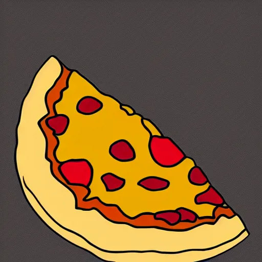 Prompt: cartoony drawing of a slice of pizza with cheese dripping off of it
