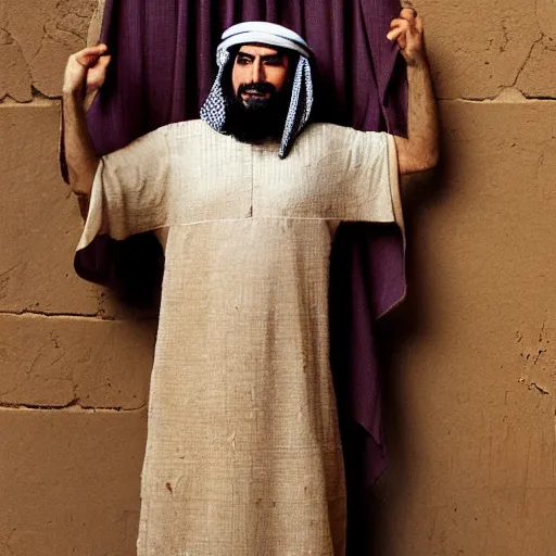 Image similar to Middle-eastern skinned man with ancient Canaanite clothing by Normal Rockwell