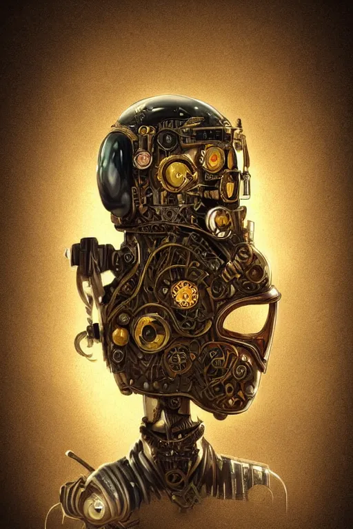 Image similar to steampunk helmet fantasy art mask robot ninja stylized digital illustration sharp focus, elegant intricate digital painting artstation concept art global illumination ray tracing advanced technology chaykin howard and campionpascale and cooke darwyn and davis jack