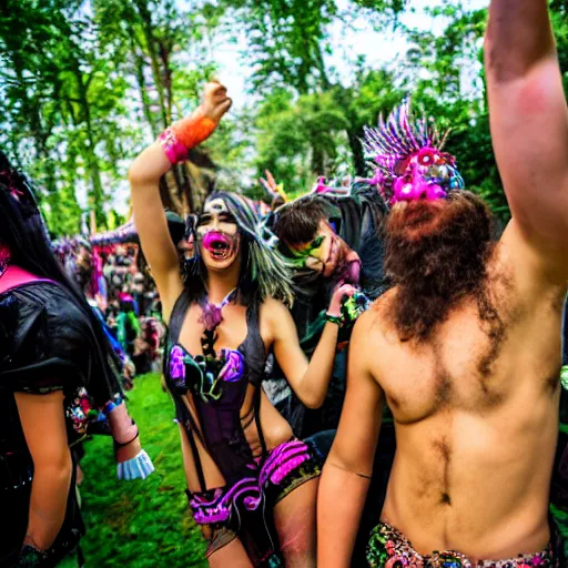 Prompt: fantasy festival of eldritch beings, celebration, candid photography, rave