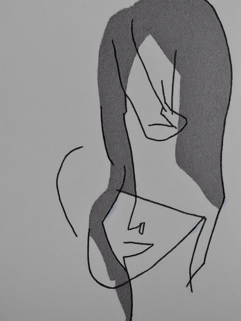 Image similar to minimalist female portrait, one line drawing, bold quick sketch inspired by bauhaus, henri matisse.
