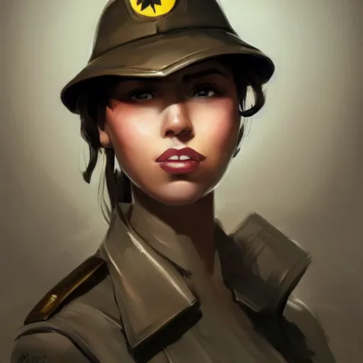 Prompt: portrait of beautiful girl with plump lips in team fortress 2 style, tragic, military art, concept art, fantasy, hd shot, digital portrait, beautiful, artstation, comic style, by artgerm, guy denning, jakub rozalski, magali villeneuve and charlie bowater