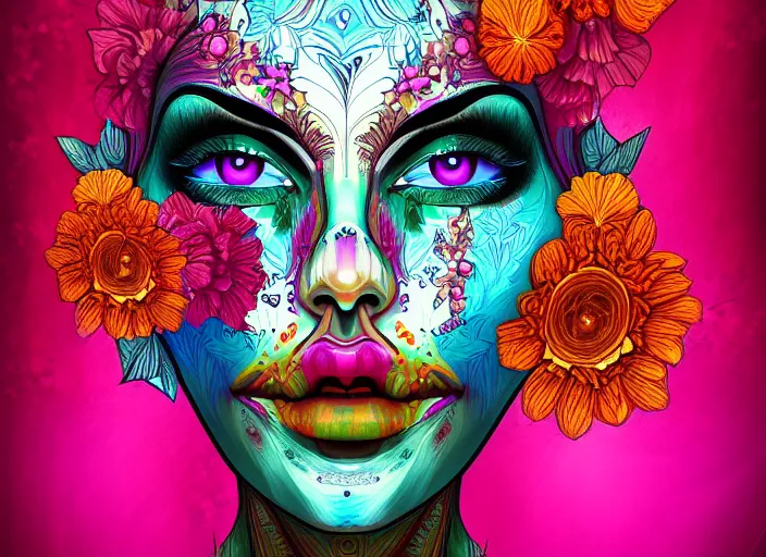 Image similar to symmetry portrait of floral borderlands 3 psycho intricate elegant highly detailed digital painting arts