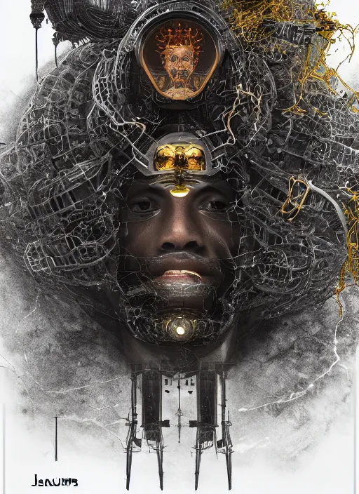 Prompt: portrait of futuristic king arthur knight medusa cyborg, surrounded by drones kintsugi, x - ray, steam and cyberpunk, modern fine art, fractal, intricate, elegant, highly detailed, digital photography, subsurface scattering, by jheronimus bosch and frank miller and greg rutkowski,