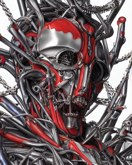 Image similar to neon genesis evangelion by yoshitaka amano, by hr giger, biomechanical, 4 k, hyper detailed, hyperrealism, anime, deviantart, artstation