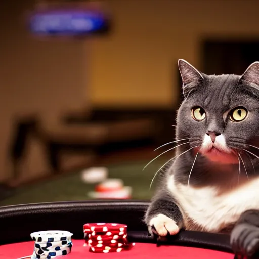 Image similar to fat mobster cat gambling at a poker table smokey photo