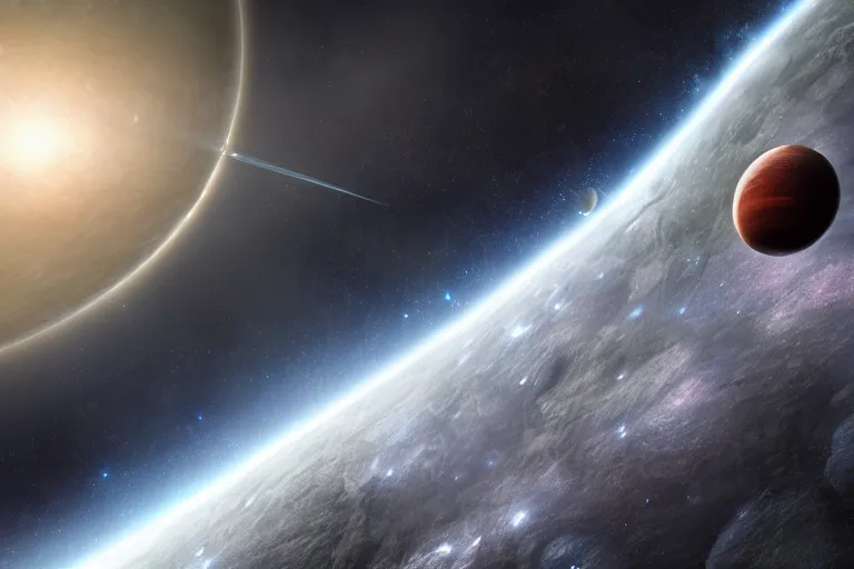 Prompt: a photorealistic image of round alien planet in deep space, eve online, beautiful, photography, nasa