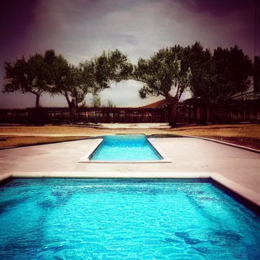 Prompt: Beautiful 2000s phone-camera, soft Photograph of infinite infinite infinite empty pool