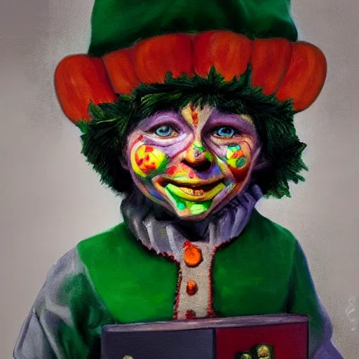 Prompt: intricate five star halloween themed christmas elf portrait by pablo picasso, oil on canvas, hdr, high detail, photo realistic, hyperrealism, matte finish, high contrast, 3 d depth, centered, masterpiece, award - winning, vivid and vibrant colors, enhance light effect, enhanced eye detail, artstationhd