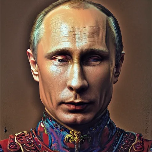 Prompt: vladimir putin, is a jester, circus performance, fantasy 3 d render, masterpiece, by donato giancola and greg rutkowski and wayne barlow and zdzisław beksinski, realistic face