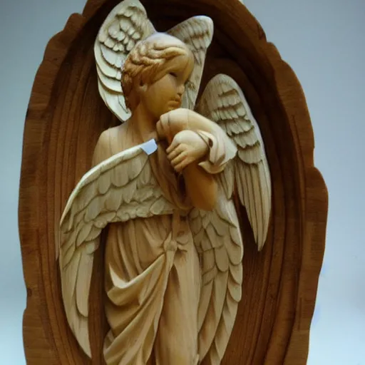 Image similar to woodcarving of an angel