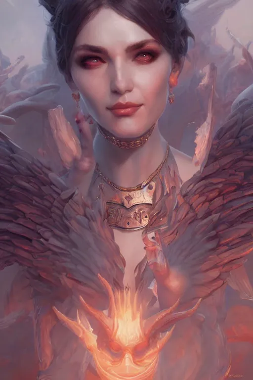 Prompt: goddess of the devils, highly detailed, digital painting, artstation, concept art, smooth, sharp focus, illustration, unreal engine 5, 8 k, art by artgerm and greg rutkowski and edgar maxence