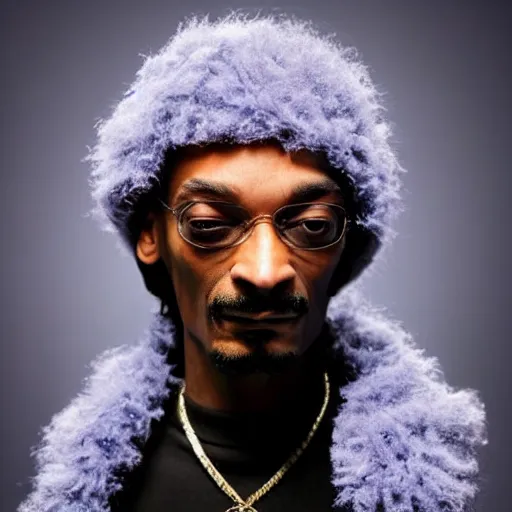 Prompt: a snoop dogg wearing a fuzzy sweater, high resolution photo