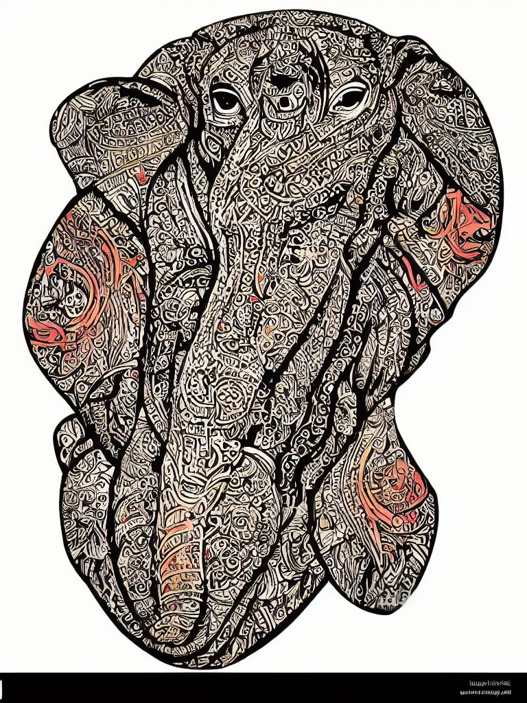 Image similar to portrait of ganesha art by victo ngai sticker, colorful, illustration, highly detailed, simple, smooth and clean vector curves, no jagged lines, vector art, smooth