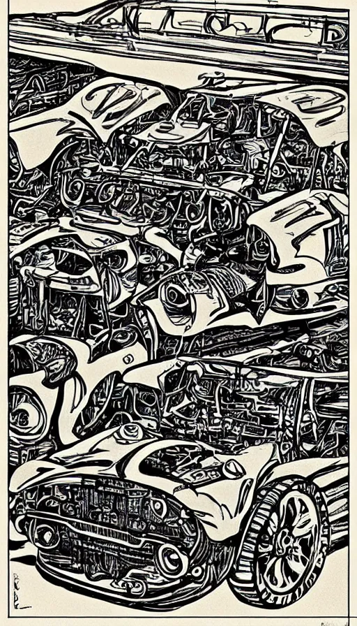 Image similar to techno artwork, by ed roth