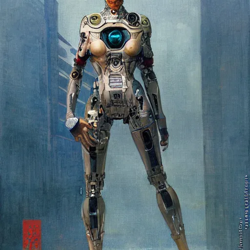 Image similar to cyborg woman in tokyo,, by Edgar Maxence and Ross Tran and Michael Whelan and Gustav Klimpt