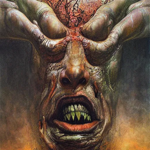 Image similar to high quality high detail painting by lucian freud and beksinski, hd, demon, soul