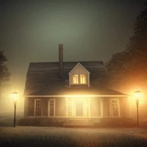 Image similar to A dark house, horror, night, foggy night, octane render, 4k