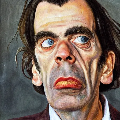 Image similar to high quality high detail painting by lucian freud, hd, nick cave