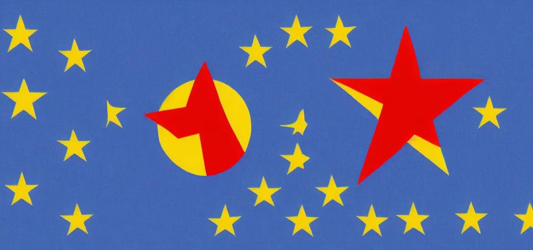 Image similar to winning flag design for communist European Union, hammer and sickle design, reddit vexillology, 8K, legacy, bright future