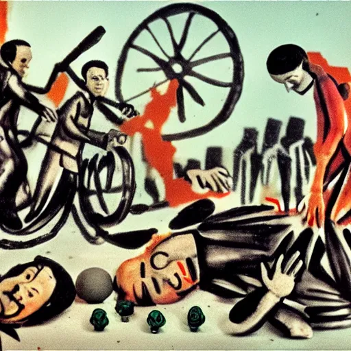 Image similar to fall of saigon by otto dix, claymation