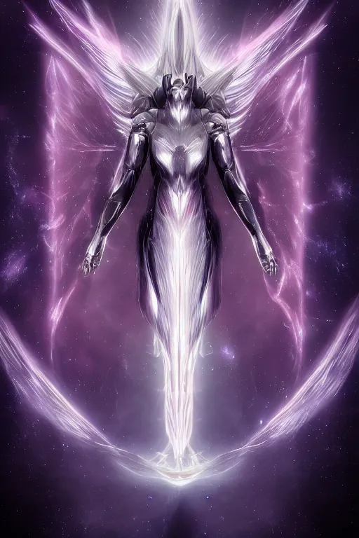 Image similar to a one winged angel, beautiful, symmetrical, nebula, ultrarealistic, by artgerm and yoshitaka amano, octane render 8 k trending on artstation