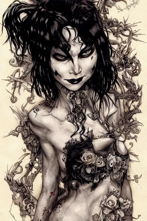 Image similar to pinup of death from sandman, by jean - baptiste monge