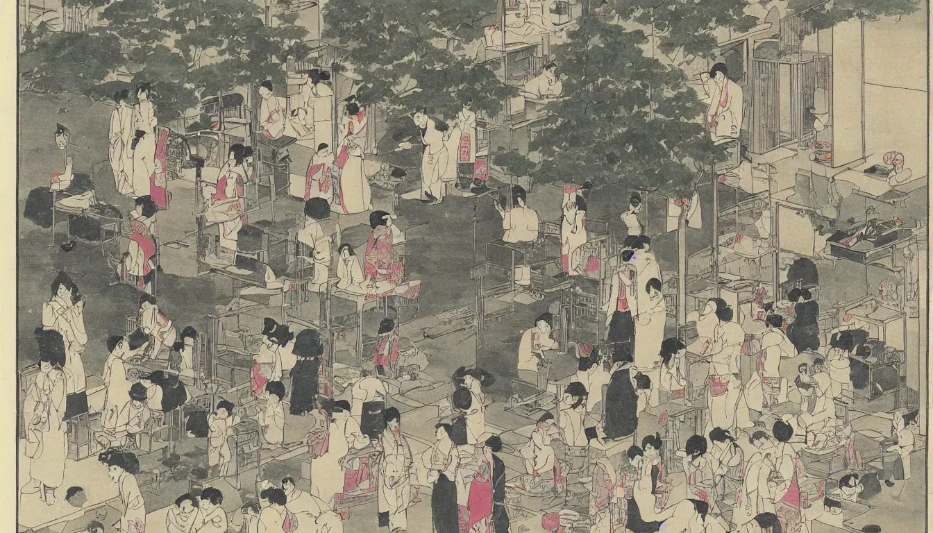 Image similar to calcutta, japanese illustration