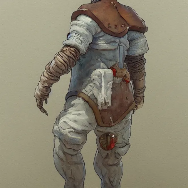 Prompt: a oil / watercolor painting full body character portrait of a chemical cleric in the style of moebius in the style of leonard boyarsky trending on artstation deviantart pinterest detailed realistic hd 8 k high resolution