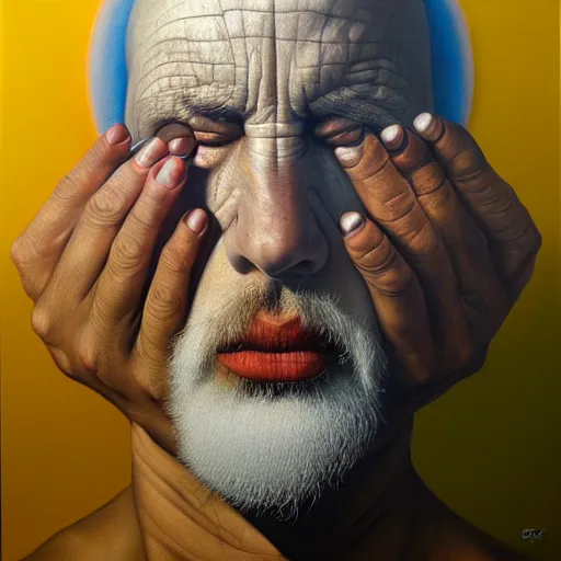 Prompt: ethos of ego, mythos of id. by erol otus, hyperrealistic photorealism acrylic on canvas, resembling a high - resolution photograph