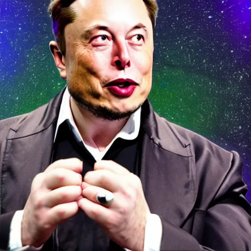 Image similar to elon musk as a super villain with lasers coming out of his eyes