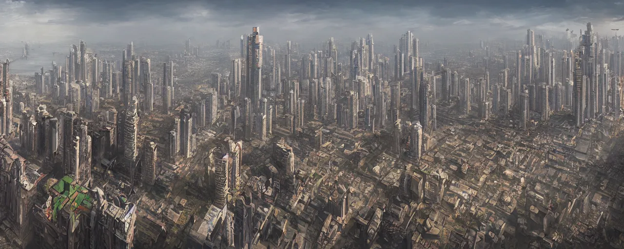 Prompt: Mumbai city in 2050, by Marvel Studios, 8K, Trending on Artstation, matte painting,