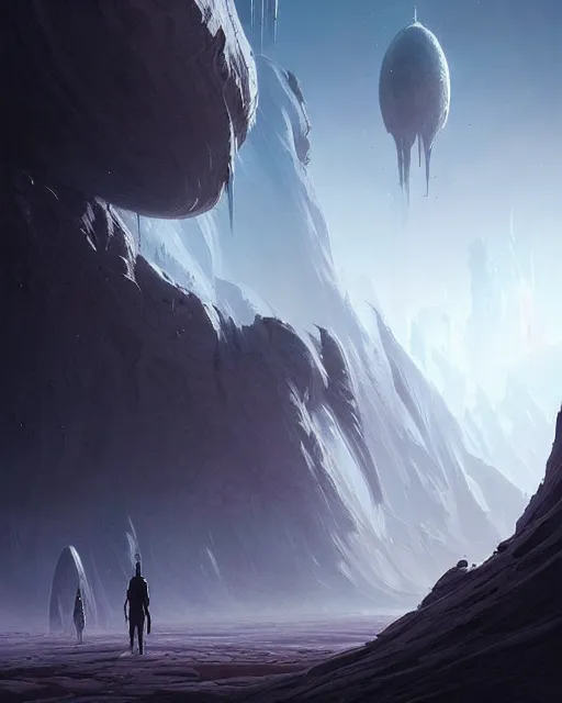 Image similar to professional ominous concept art of an alien planet landsacpe by artgerm and greg rutkowski ( thin white border ). an intricate, elegant, highly detailed digital painting, concept art, smooth, sharp focus, illustration, in the style of cam sykes, wayne barlowe, igor kieryluk.