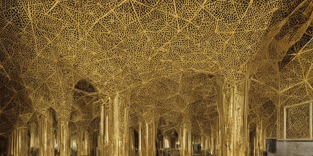 Image similar to knitting gold mosque architecture by giger alien