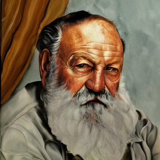 Image similar to high quality high detail painting by lucian freud, hd, portrait of hemingway