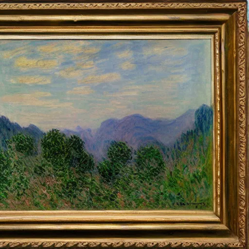 Image similar to Claude Monet Mountainous Landscape, 1860, oil on canvas deframed