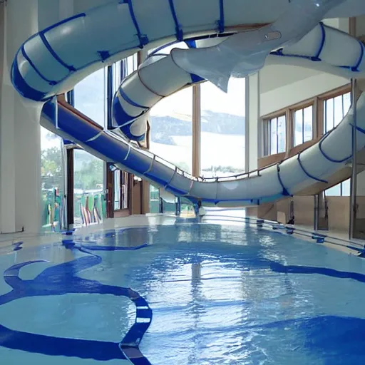 Image similar to endless corridors where the floor is a water slide