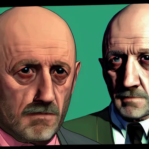 Prompt: Jonathan Banks aka Mike Ehrmantraut from Better Call Saul as a GTA character portrait, Grand Theft Auto, GTA cover art
