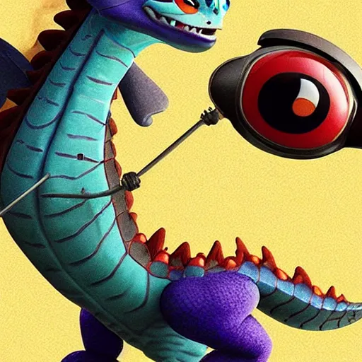 Image similar to a gentleman dragon as a pixar movie, detailed