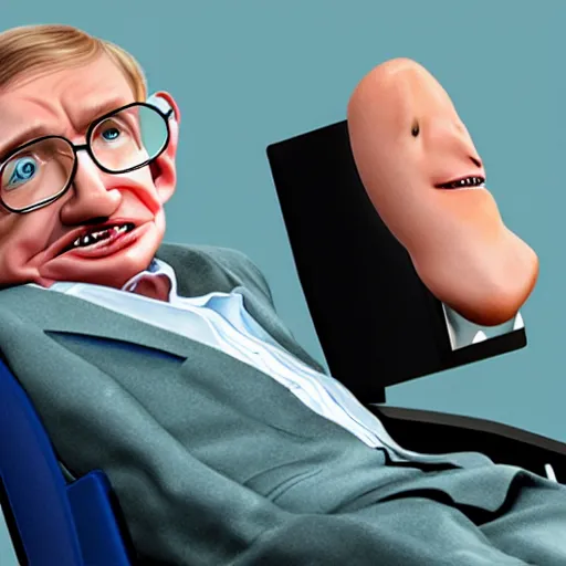 Image similar to stephen hawking as a pixar character