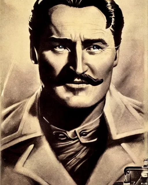 Image similar to Errol Flynn as a scientist. 1980s dystopian Soviet Russia, propaganda screens. Unreal engine, fantasy art by Adolph von Menzel. Faithfully depicted facial expression, perfect anatomy global illumination, radiant light, detailed and intricate environment