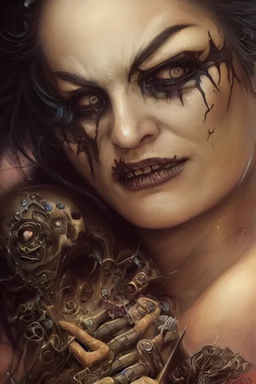 Image similar to closeup portrait shot of death of the endless, the sandman, thick fancy makeup, highly detailed, digital painting, artstation, concept art, soft focus, depth of field, artgerm, tomasz alen kopera, peter mohrbacher, donato giancola, joseph christian leyendecker, wlop, boris vallejo