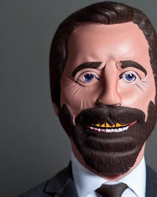 Image similar to santiago abascal as a muppet. highly detailed felt. hyper real photo. 4 k.