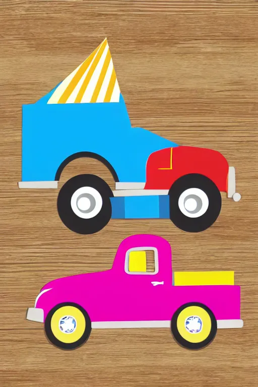 Prompt: kids birthday truck graphic clip art