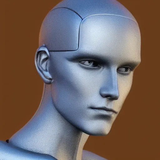 Image similar to “a realistic detailed photo of a guy who is an attractive humanoid who is half robot and half humanoid, who is a male android, twitch streamer and youtuber Ludwig Ahgren, shiny skin, posing like a statue, blank stare”