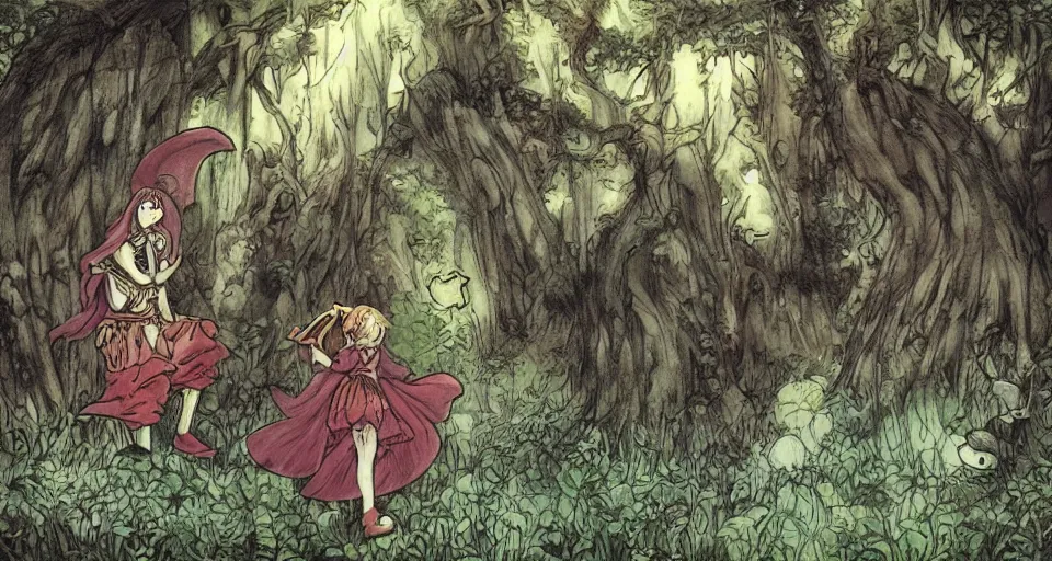 Image similar to Enchanted and magic forest, from Berserk