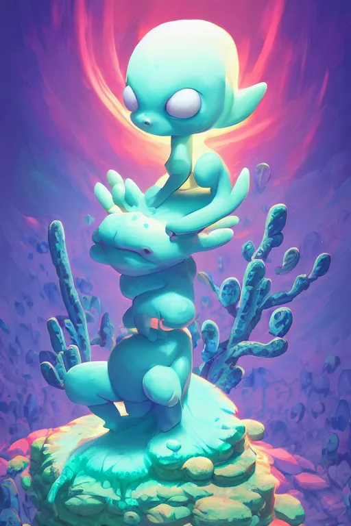 Image similar to smurf ghost creature animal sushi cristal very big eye roots cactus elemental flush of force nature micro world fluo fishscale, behance hd by jesper ejsing, by rhads, makoto shinkai and lois van baarle, ilya kuvshinov, rossdraws radiating a glowing aura global illumination ray tracing hdr